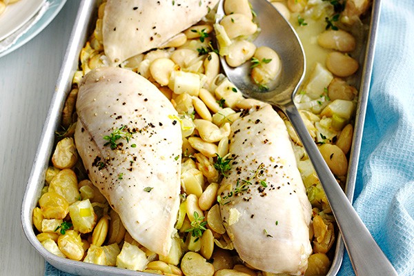 One Pot Chicken Recipe with Leeks and butter beans
