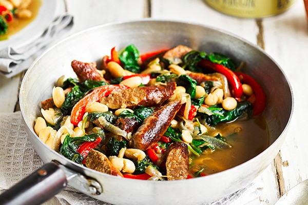 Merguez Sausage Recipe With Cannellini Beans and Spinach