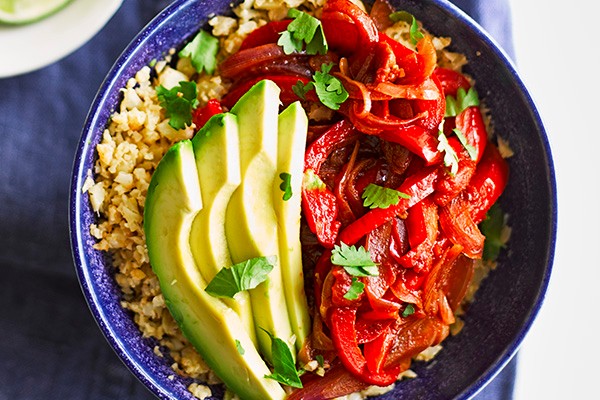Vegan Fajita Bowl with Cauliflower Rice Recipe