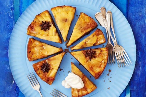 Upside-down apple and star anise cake