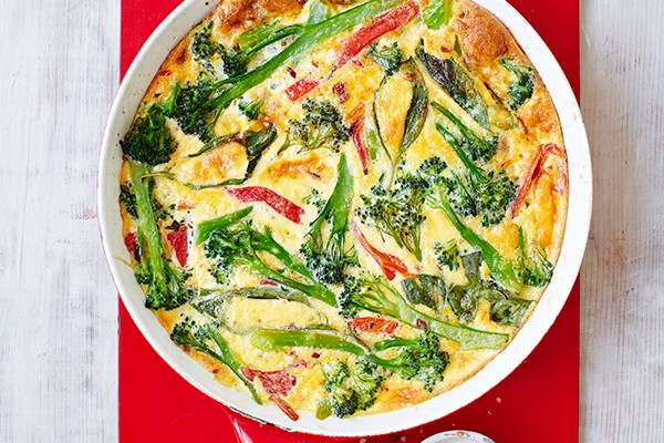 Broccoli and roasted red pepper frittata
