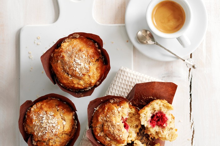 Apple and raspberry breakfast muffins