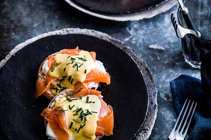 Eggs royale with trout and yuzu hollandaise