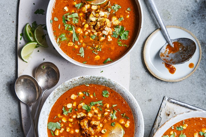 Vegan Mexican Sweetcorn Soup Recipe with Ancho Chillies